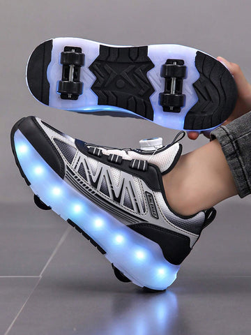 Kids’ LED Light-Up Roller Sneakers – 2-in-1 Skating Shoes