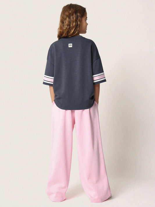 Girls "Chicago 02" Two-Piece Sporty Set – Navy & Pink