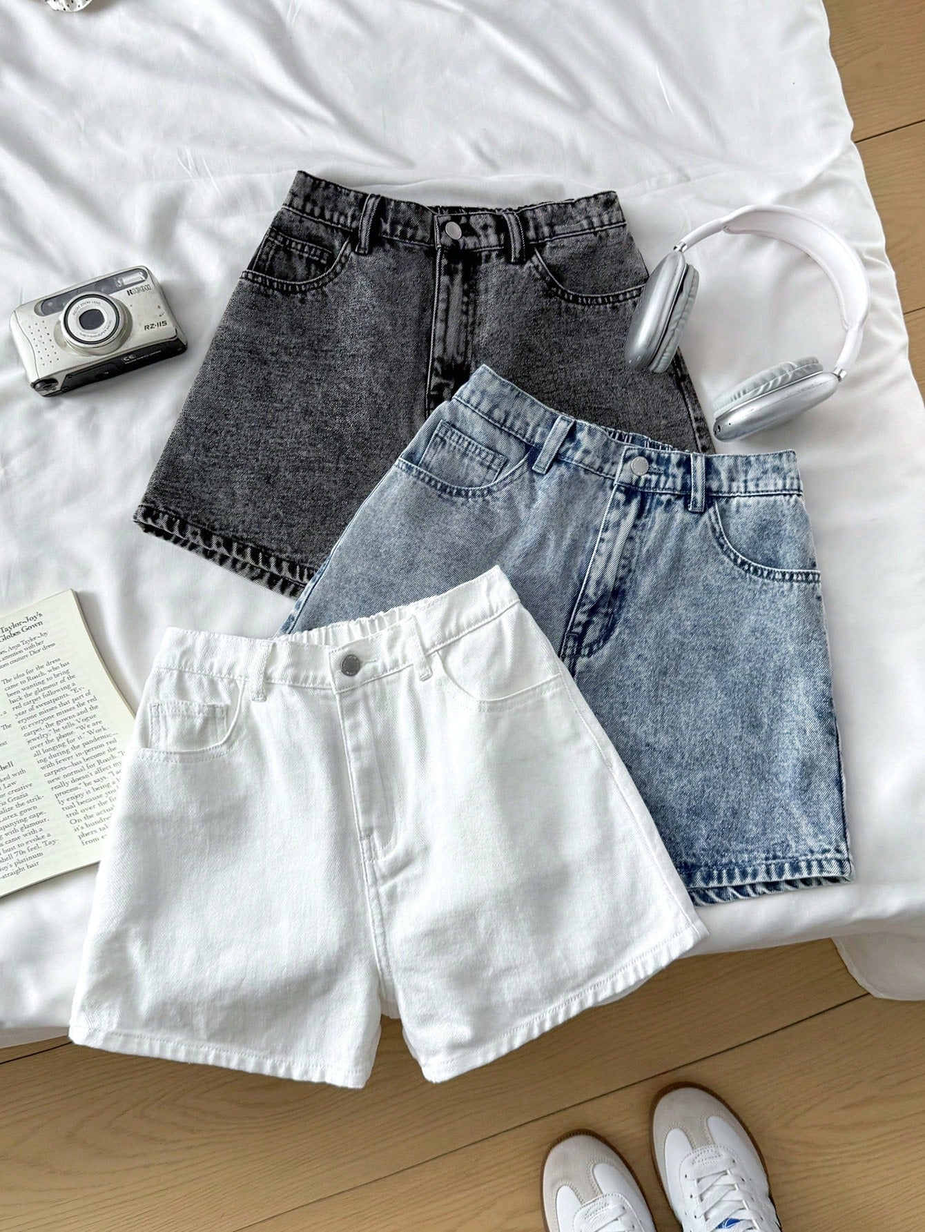 Girls' High-Waist Denim Shorts