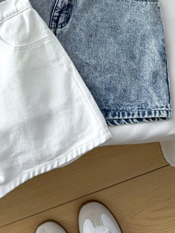 Girls' High-Waist Denim Shorts