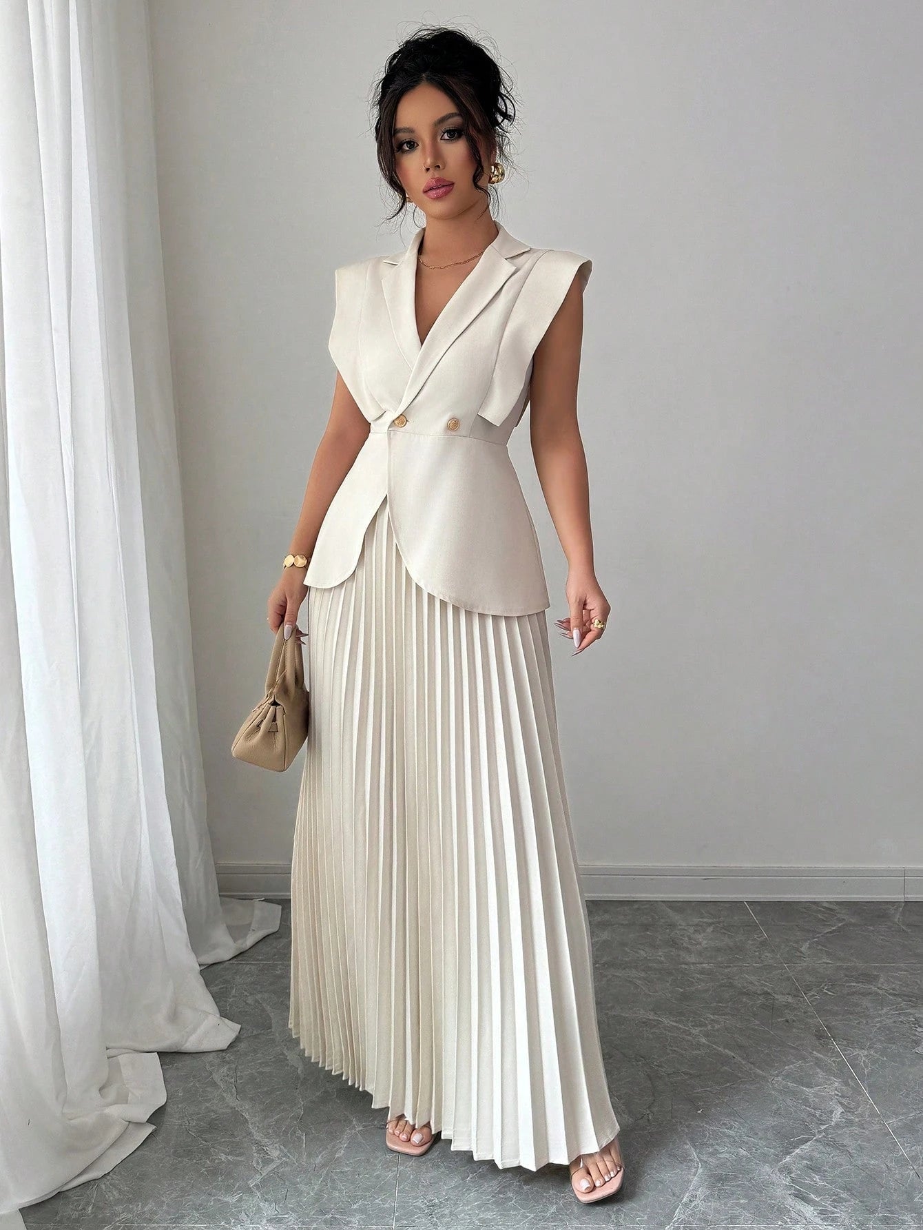 Elegant Pleated Skirt Set