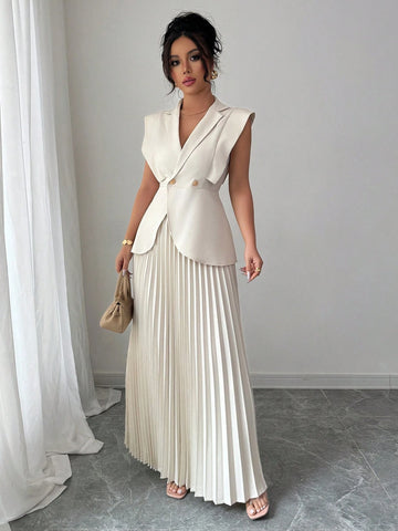 Elegant Pleated Skirt Set