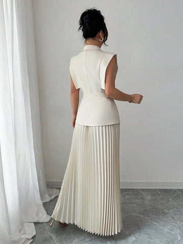 Elegant Pleated Skirt Set