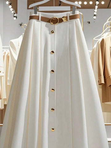 Elegant Belted A-Line Skirt