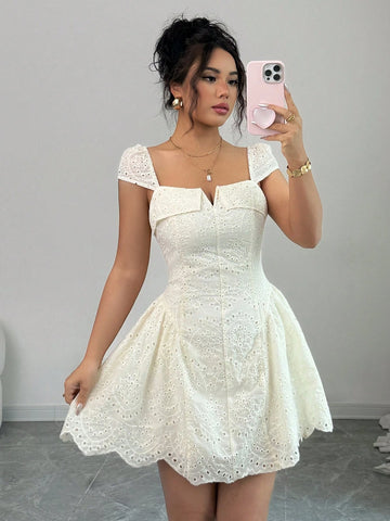 Embroidered Lace Mini Dress