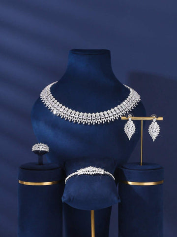 Luxury Bridal Jewelry Set – Necklace, Bracelet, Earrings & Ring