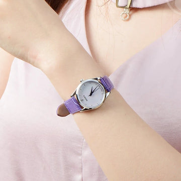 DOXA Elegant Women's Watch – Violet Leather Strap & Pearl Dial