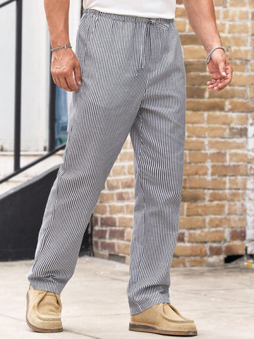 Striped Casual Drawstring Pants