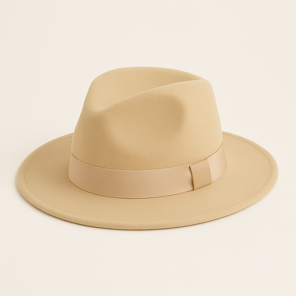 Beige Classic Fedora Hat – Unisex Elegant Style