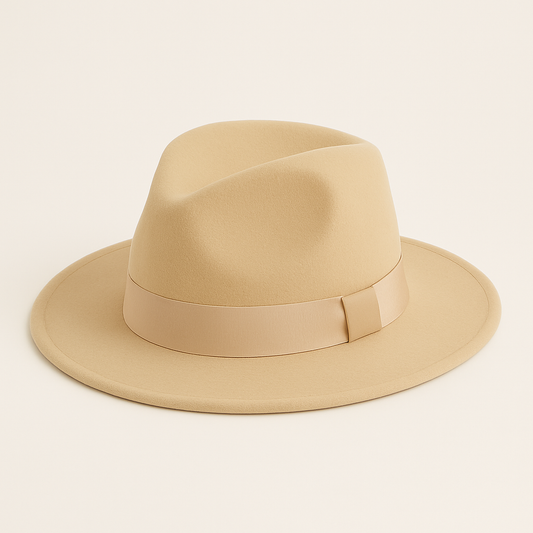 Beige Classic Fedora Hat – Unisex Elegant Style